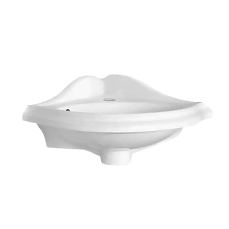 Whitehaus Corner Wall Mount Basin W/ Oval Bowl, Backsplash, Trim Overflow And Sgl AR036-C